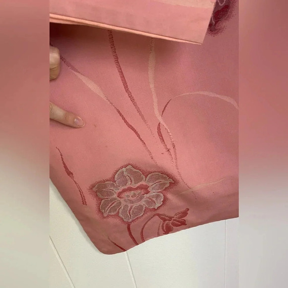 Kimono Japanese Vtg Silk Coats Jackets Haori Cardigan Pink Floral Long OS* - Picture 7 of 16